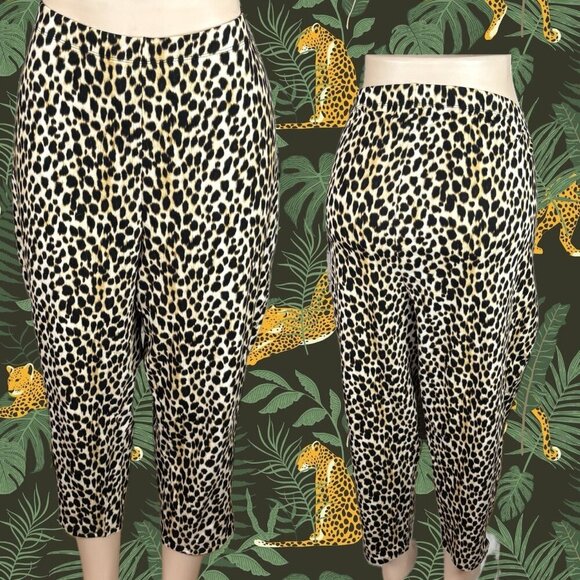 Torrid +6 Brown Cheetah Print Elastic Waist High Rise Cotton Crop Taper Leggings - Picture 1 of 6